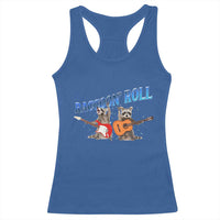 Raccoon Rock And Roll Racerback Tank Top Funny Rock Band Playing Guitar Electric Music Lover - Wonder Print Shop