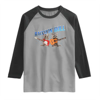Raccoon Rock And Roll Raglan Shirt Funny Rock Band Playing Guitar Electric Music Lover - Wonder Print Shop