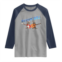 Raccoon Rock And Roll Raglan Shirt Funny Rock Band Playing Guitar Electric Music Lover - Wonder Print Shop