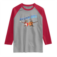 Raccoon Rock And Roll Raglan Shirt Funny Rock Band Playing Guitar Electric Music Lover - Wonder Print Shop