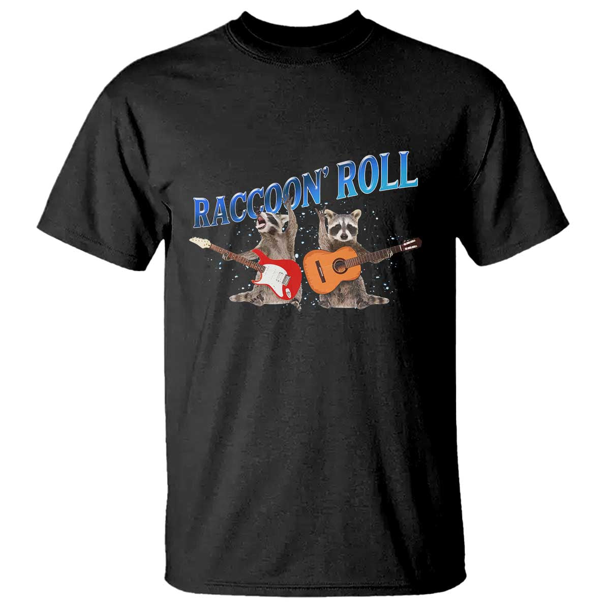 Raccoon Rock And Roll T Shirt Funny Rock Band Playing Guitar Electric Music Lover - Wonder Print Shop