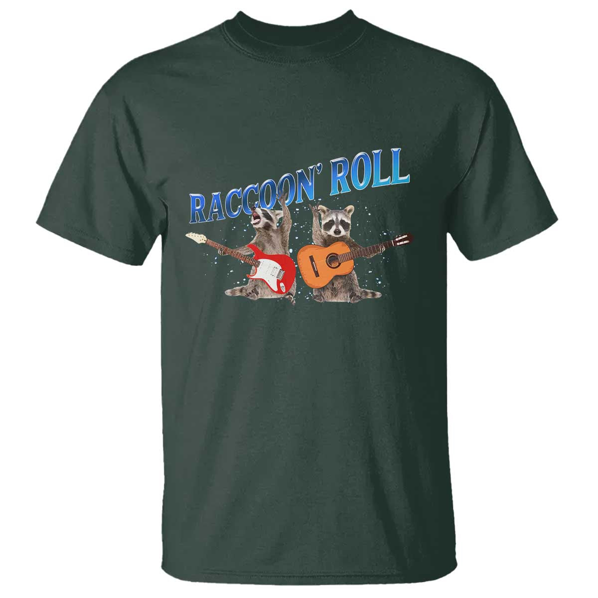 Raccoon Rock And Roll T Shirt Funny Rock Band Playing Guitar Electric Music Lover - Wonder Print Shop