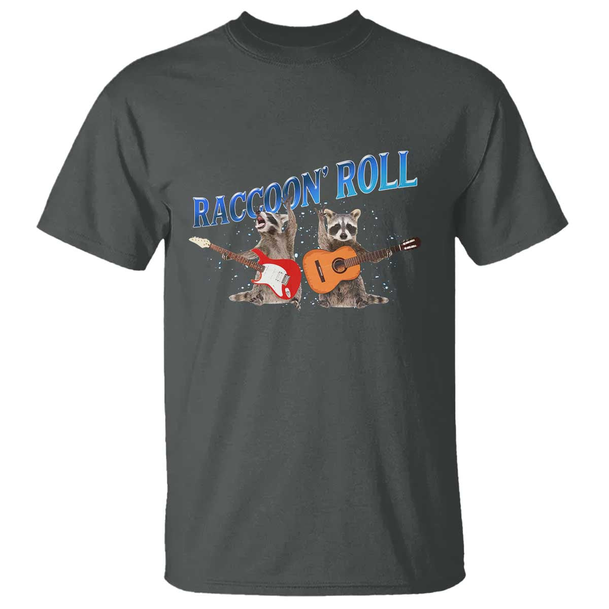 Raccoon Rock And Roll T Shirt Funny Rock Band Playing Guitar Electric Music Lover - Wonder Print Shop