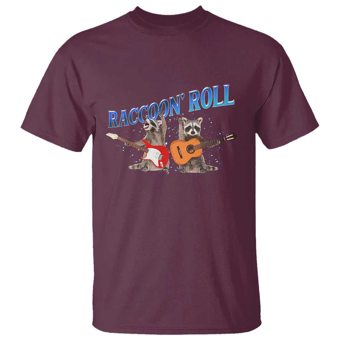 Raccoon Rock And Roll T Shirt Funny Rock Band Playing Guitar Electric Music Lover - Wonder Print Shop