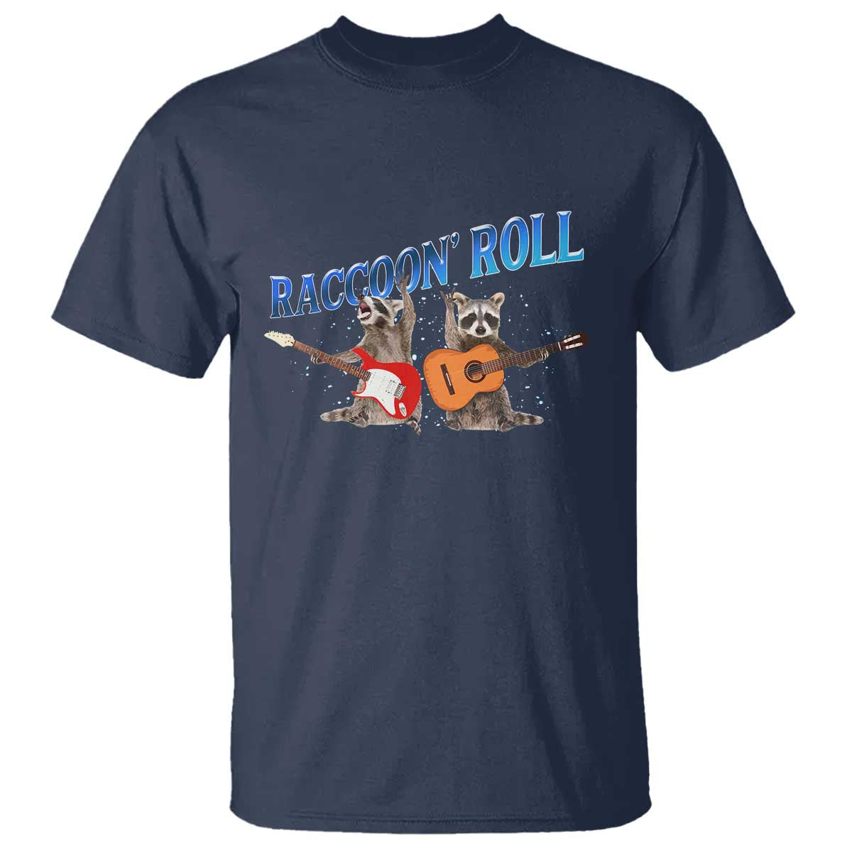 Raccoon Rock And Roll T Shirt Funny Rock Band Playing Guitar Electric Music Lover - Wonder Print Shop