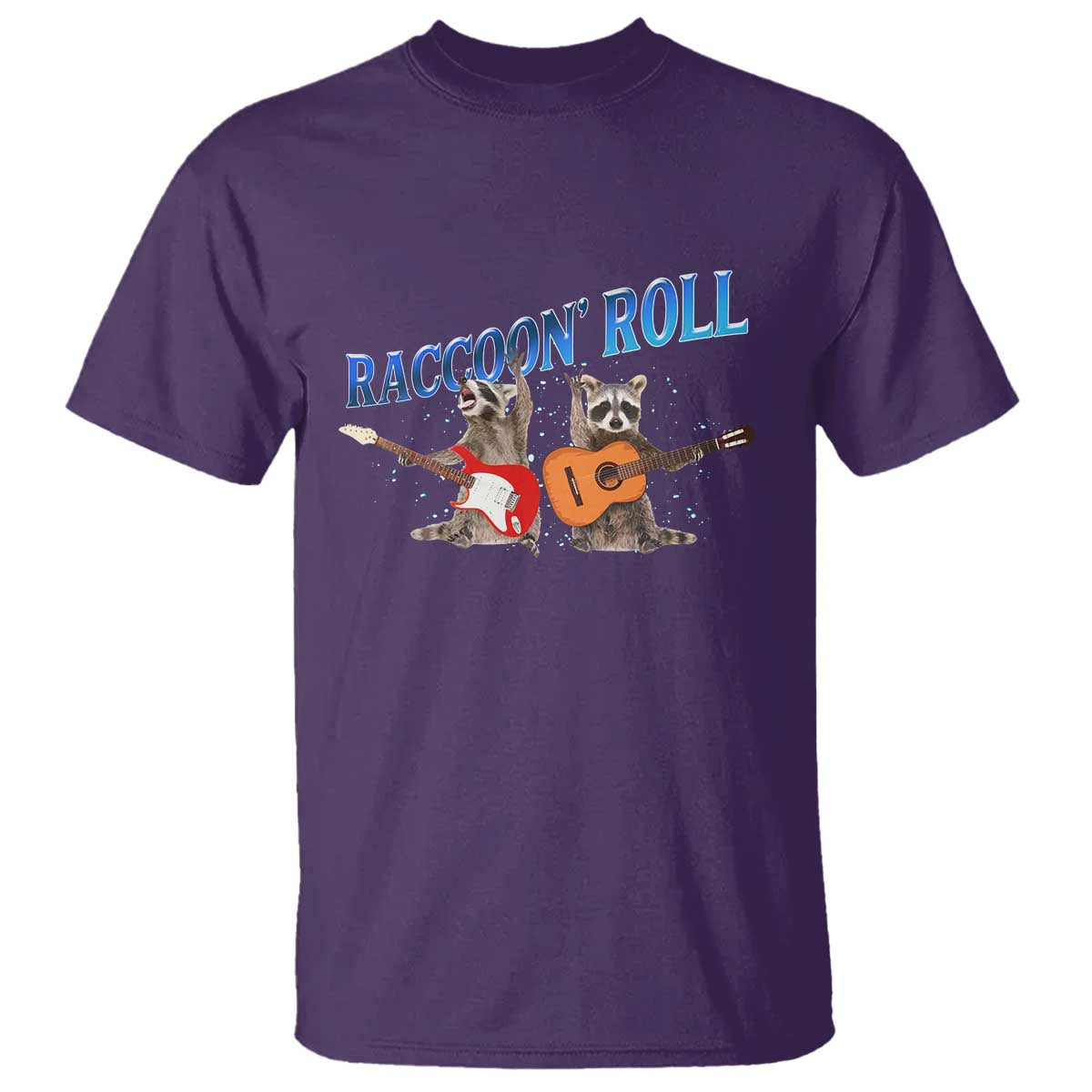 Raccoon Rock And Roll T Shirt Funny Rock Band Playing Guitar Electric Music Lover - Wonder Print Shop