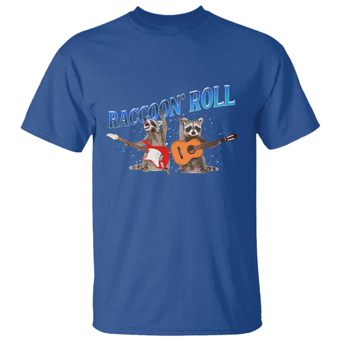 Raccoon Rock And Roll T Shirt Funny Rock Band Playing Guitar Electric Music Lover - Wonder Print Shop