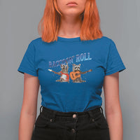 Raccoon Rock And Roll T Shirt For Women Funny Rock Band Playing Guitar Electric Music Lover - Wonder Print Shop
