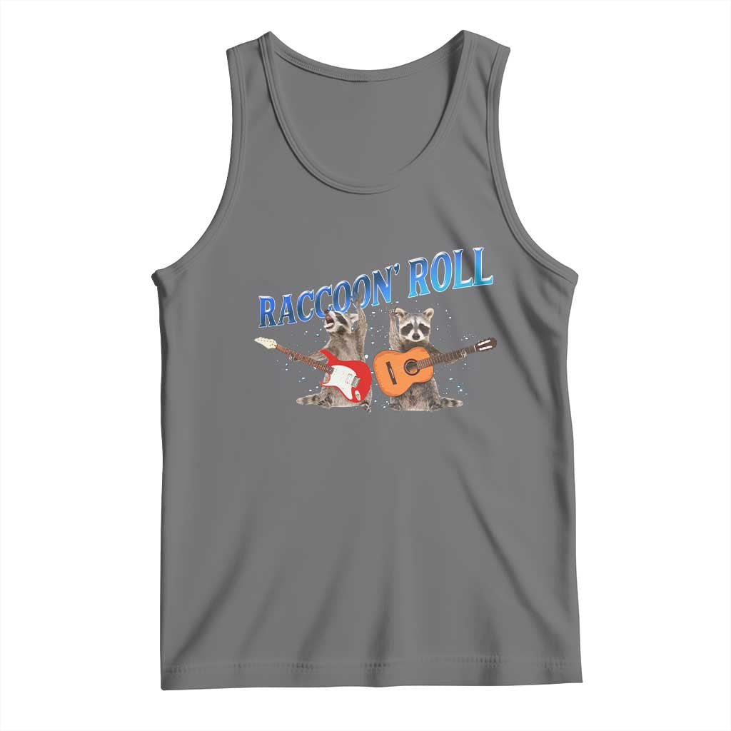 Raccoon Rock And Roll Tank Top Funny Rock Band Playing Guitar Electric Music Lover - Wonder Print Shop