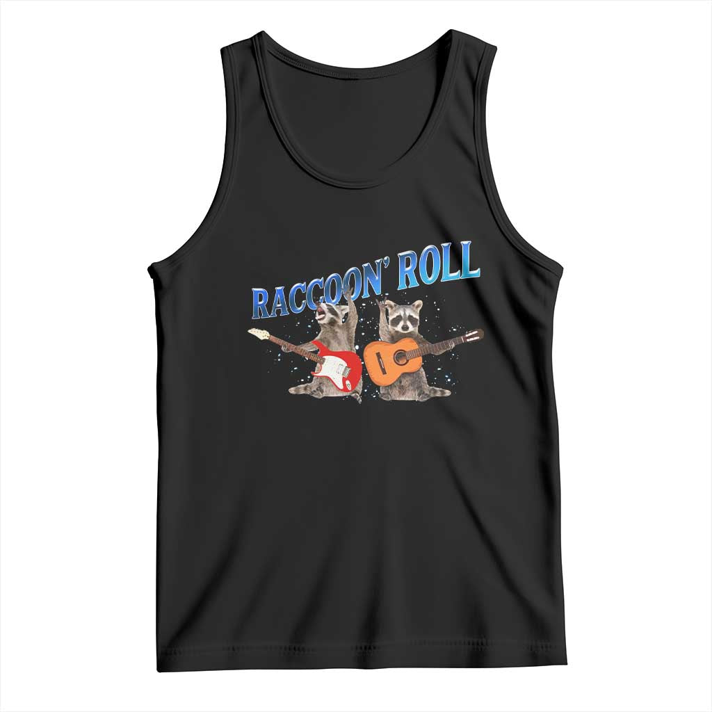 Raccoon Rock And Roll Tank Top Funny Rock Band Playing Guitar Electric Music Lover - Wonder Print Shop
