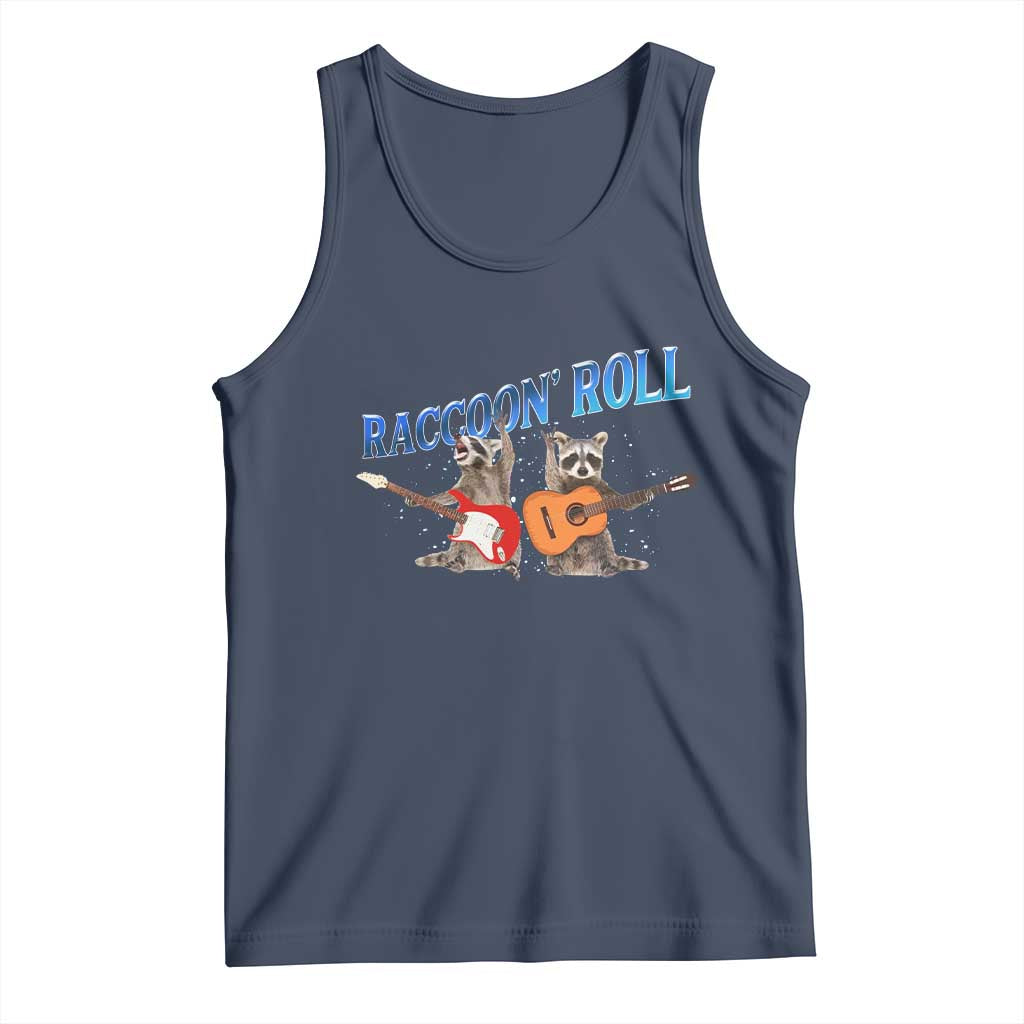 Raccoon Rock And Roll Tank Top Funny Rock Band Playing Guitar Electric Music Lover - Wonder Print Shop
