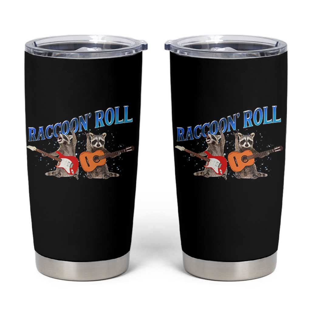 Raccoon Rock And Roll Tumbler Cup Funny Rock Band Playing Guitar Electric Music Lover