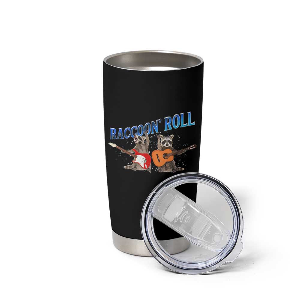 Raccoon Rock And Roll Tumbler Cup Funny Rock Band Playing Guitar Electric Music Lover
