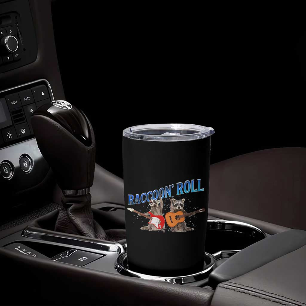 Raccoon Rock And Roll Tumbler Cup Funny Rock Band Playing Guitar Electric Music Lover