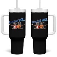 Raccoon Rock And Roll Tumbler With Handle Funny Rock Band Playing Guitar Electric Music Lover