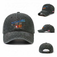 Raccoon Rock And Roll Washed Cotton Baseball Cap Funny Rock Band Playing Guitar Electric Music Lover