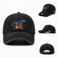 Raccoon Rock And Roll Washed Cotton Baseball Cap Funny Rock Band Playing Guitar Electric Music Lover