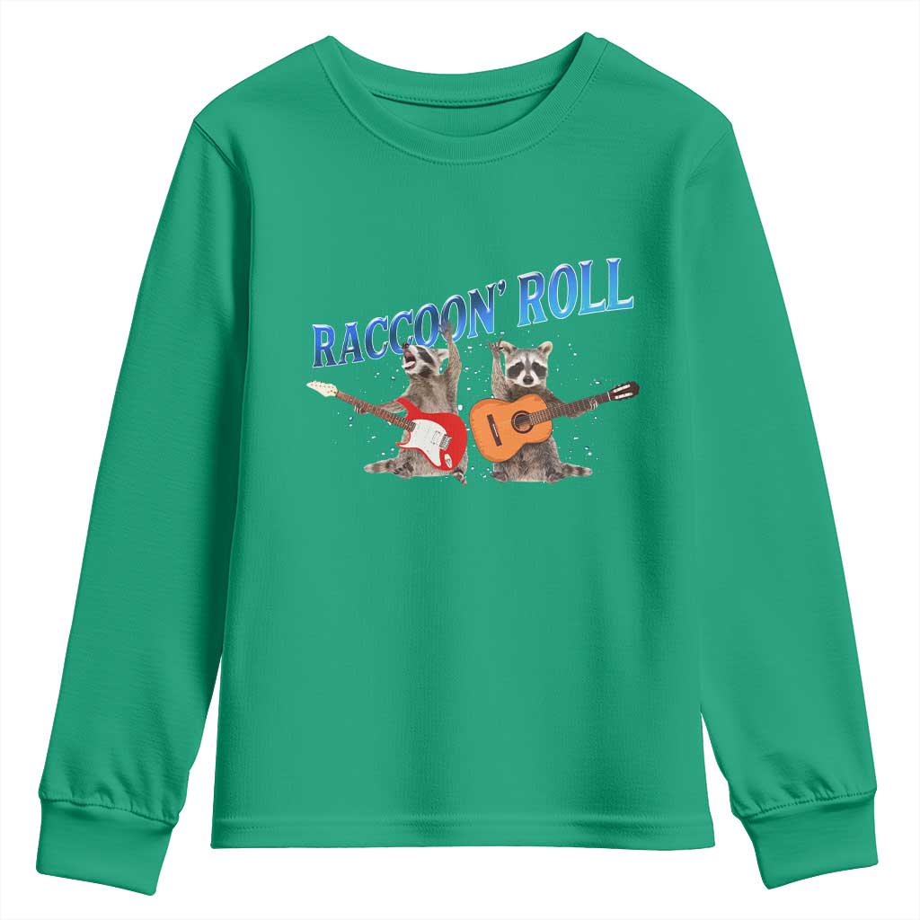 Raccoon Rock And Roll Youth Sweatshirt Funny Rock Band Playing Guitar Electric Music Lover - Wonder Print Shop