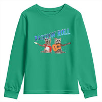 Raccoon Rock And Roll Youth Sweatshirt Funny Rock Band Playing Guitar Electric Music Lover - Wonder Print Shop
