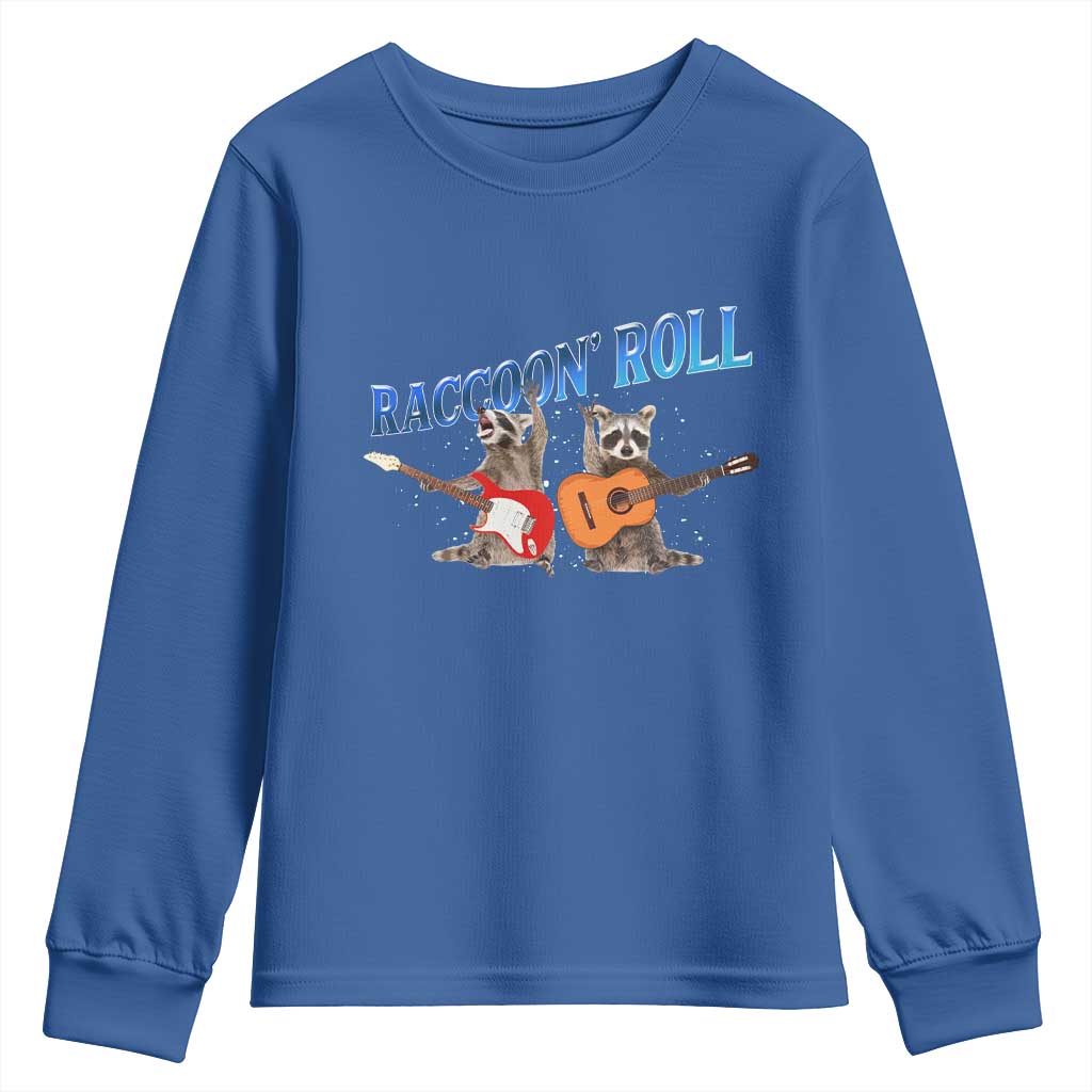 Raccoon Rock And Roll Youth Sweatshirt Funny Rock Band Playing Guitar Electric Music Lover - Wonder Print Shop