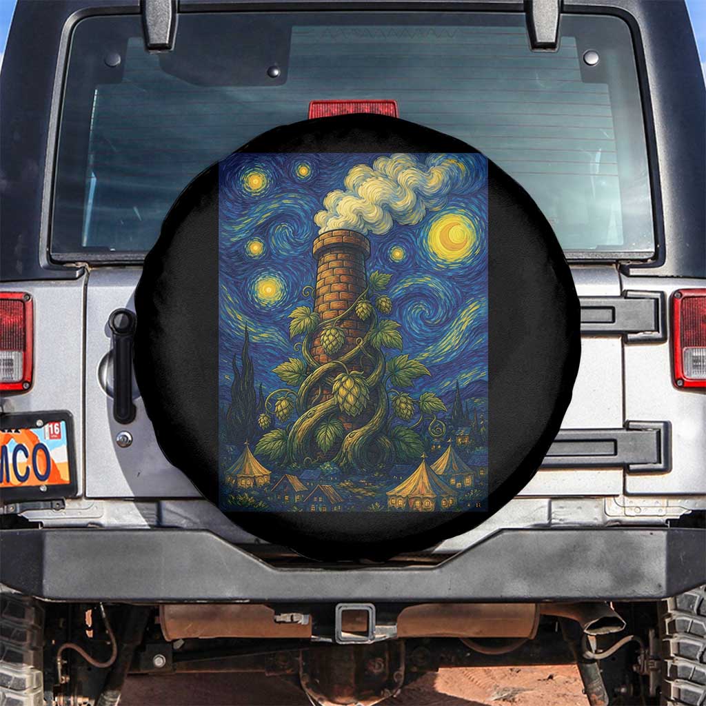 Starry Night Hops Brewery Spare Tire Cover Vintage Hops Beer Lover Painterly