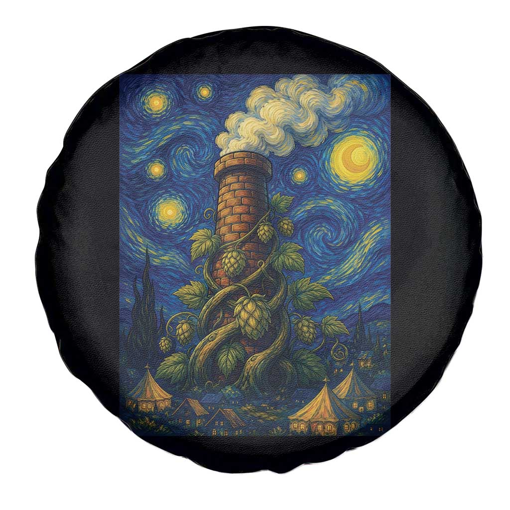 Starry Night Hops Brewery Spare Tire Cover Vintage Hops Beer Lover Painterly