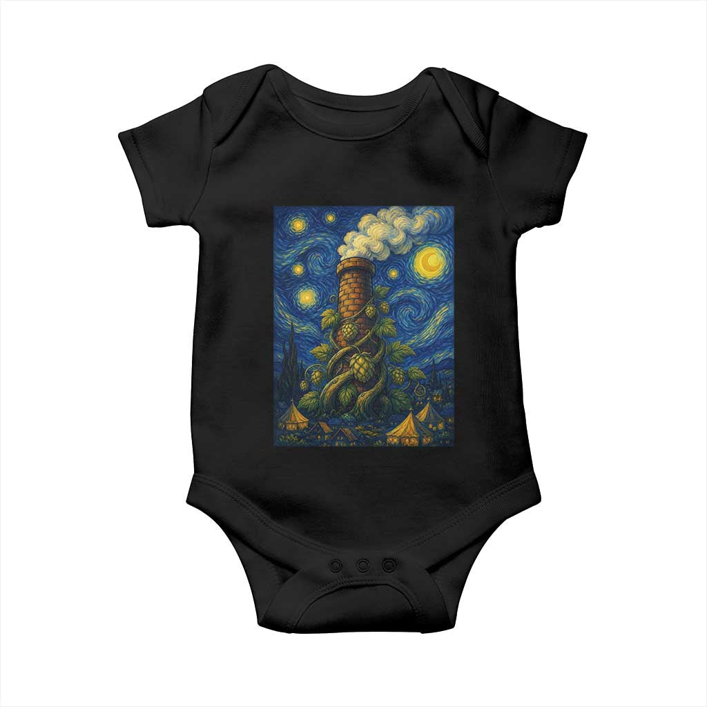 Starry Night Hops Brewery Baby Onesie Vintage Hops Beer Lover Painterly
