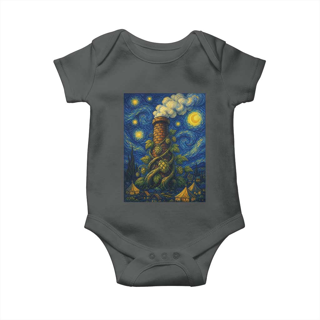 Starry Night Hops Brewery Baby Onesie Vintage Hops Beer Lover Painterly