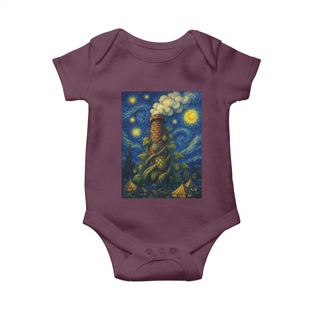 Starry Night Hops Brewery Baby Onesie Vintage Hops Beer Lover Painterly