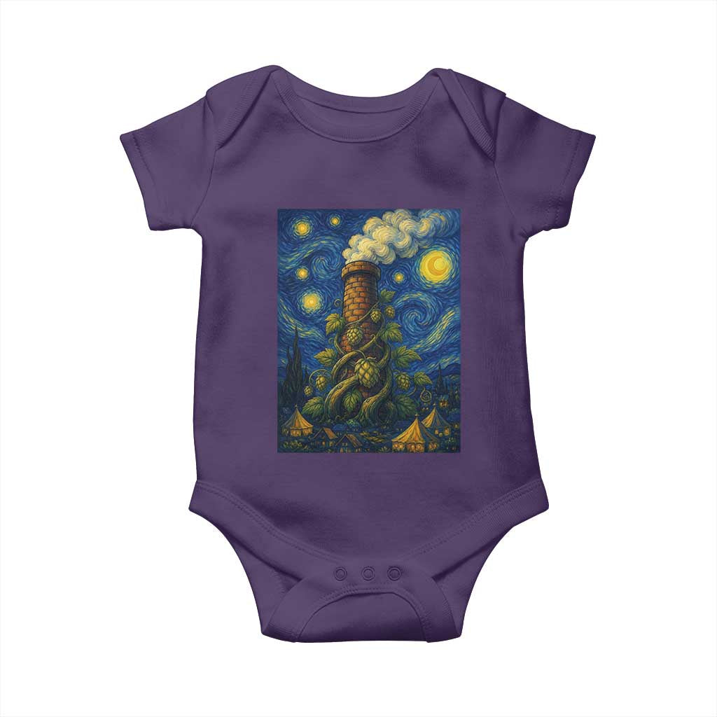 Starry Night Hops Brewery Baby Onesie Vintage Hops Beer Lover Painterly