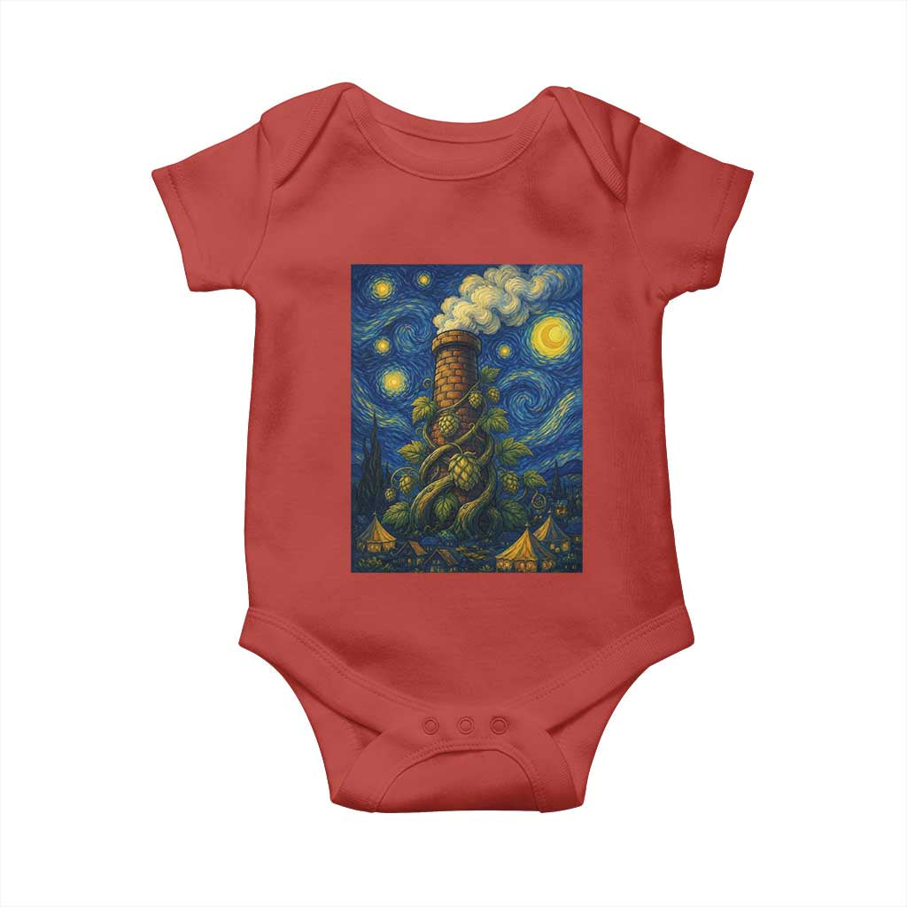 Starry Night Hops Brewery Baby Onesie Vintage Hops Beer Lover Painterly