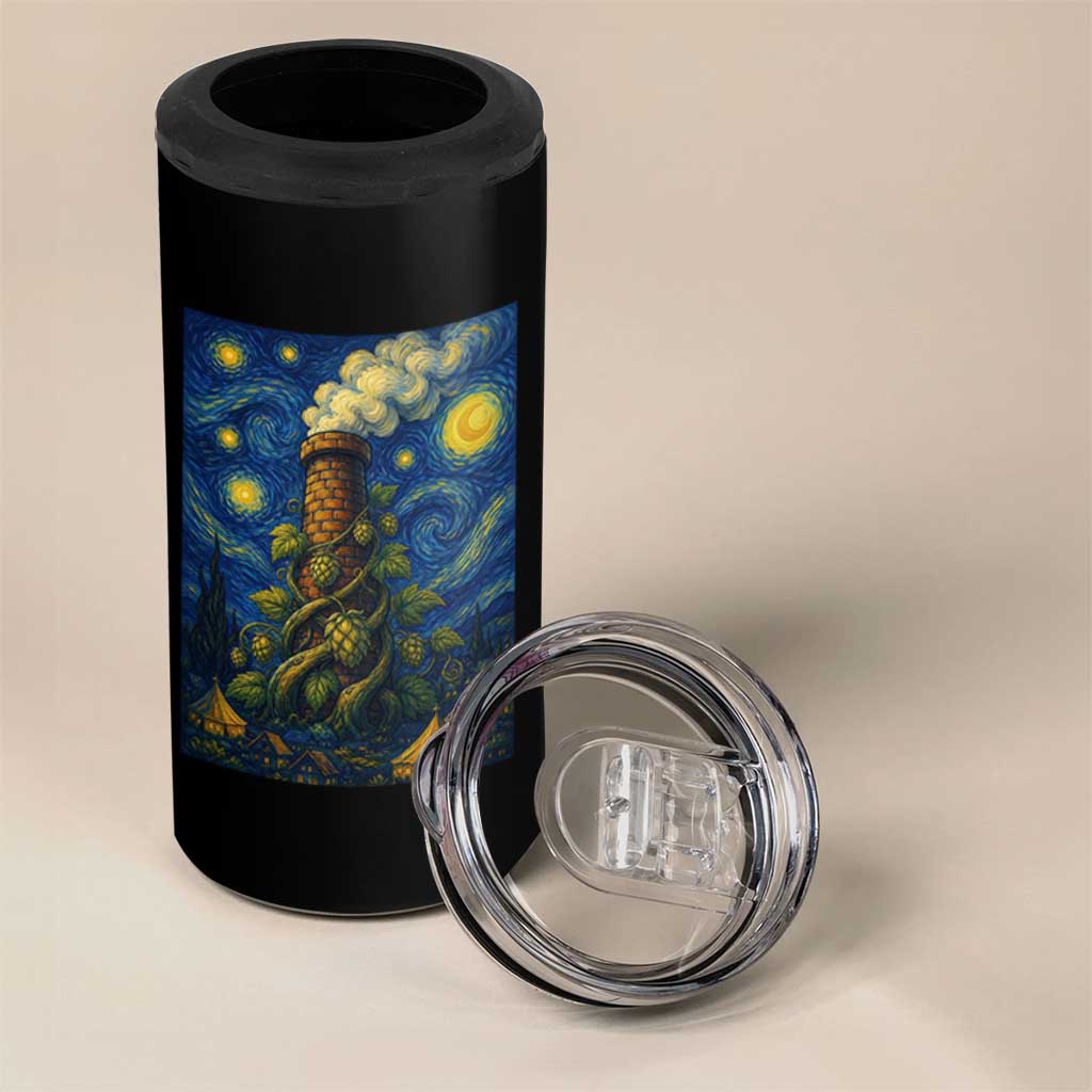 Starry Night Hops Brewery 4 in 1 Can Cooler Tumbler Vintage Hops Beer Lover Painterly