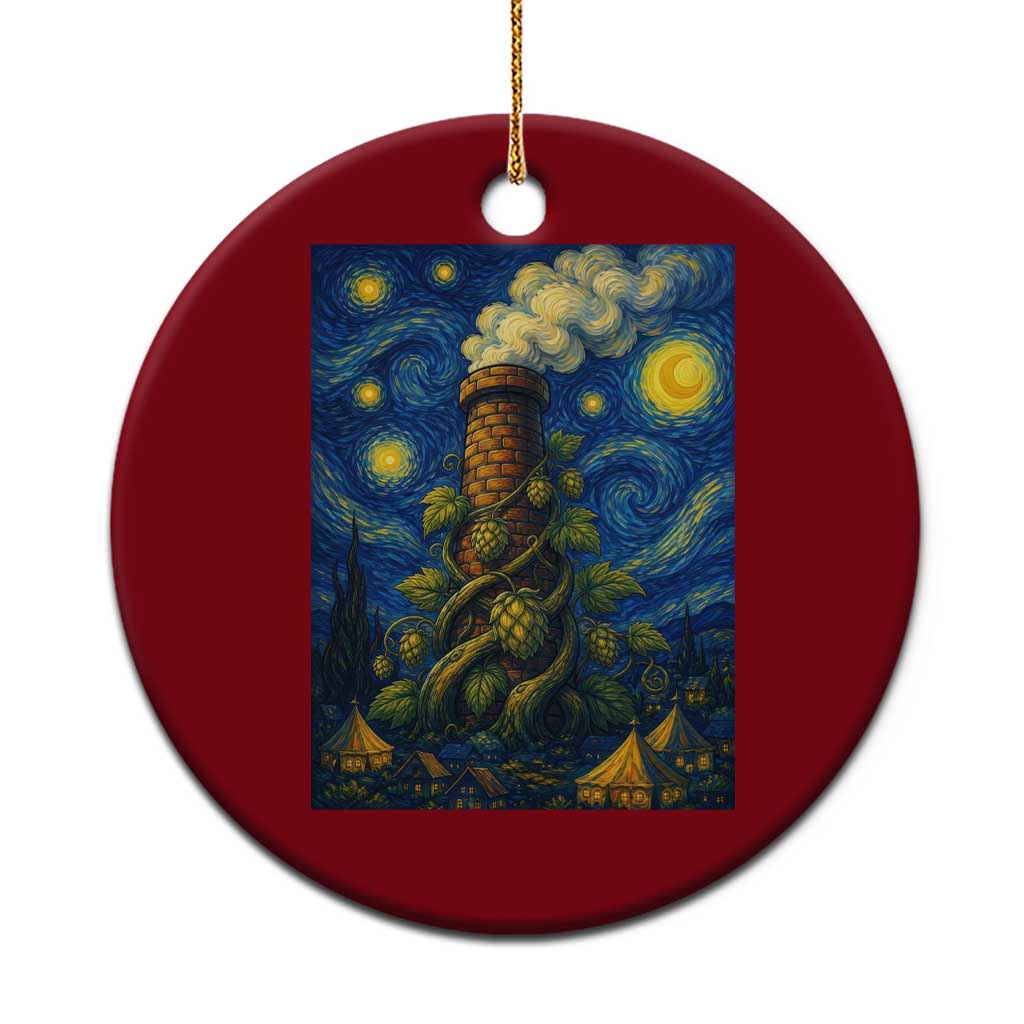 Starry Night Hops Brewery Ceramic Ornament Vintage Hops Beer Lover Painterly