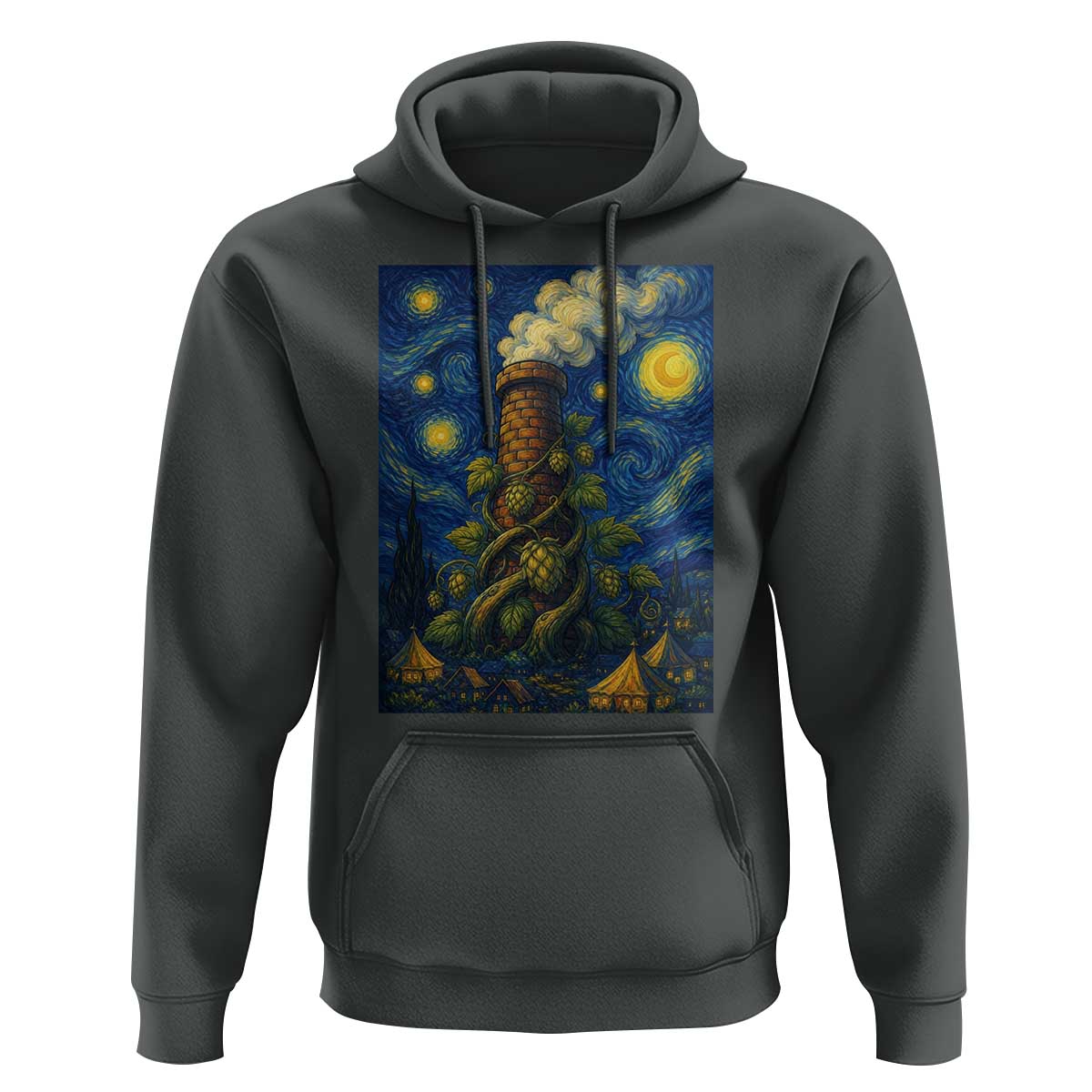 Starry Night Hops Brewery Hoodie Vintage Hops Beer Lover Painterly
