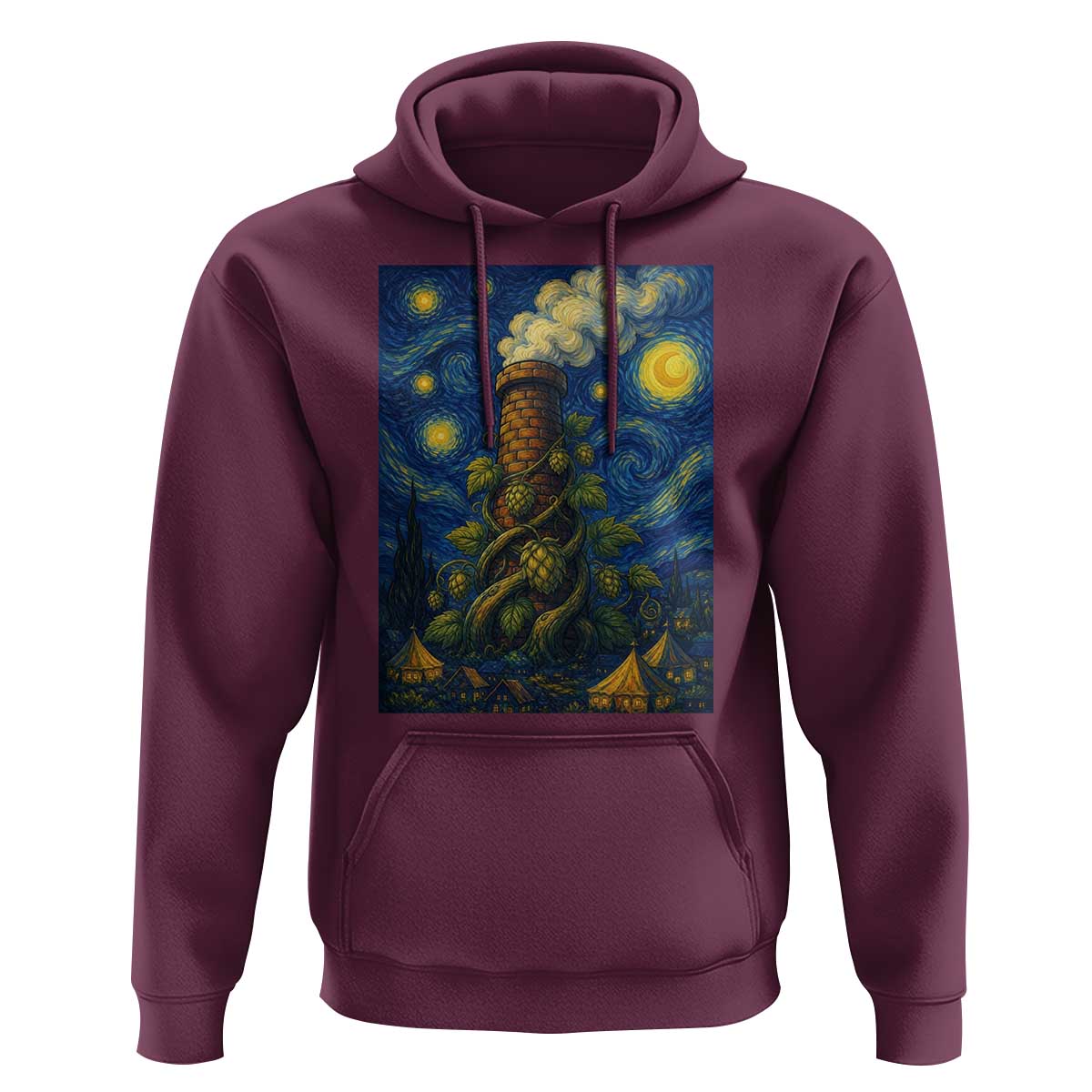 Starry Night Hops Brewery Hoodie Vintage Hops Beer Lover Painterly
