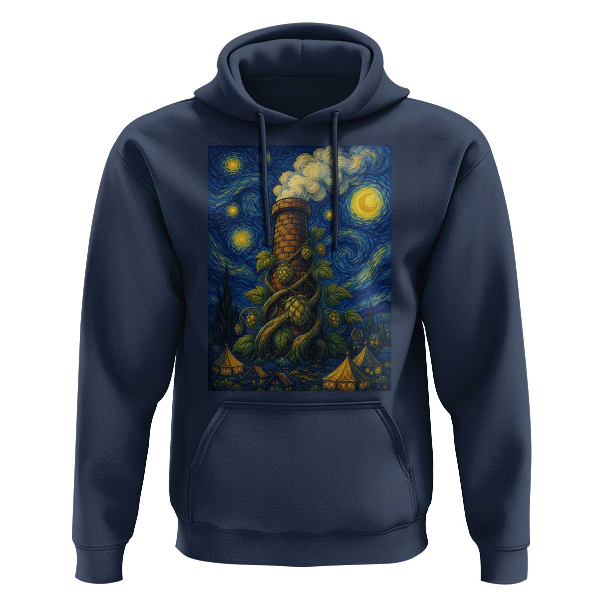 Starry Night Hops Brewery Hoodie Vintage Hops Beer Lover Painterly