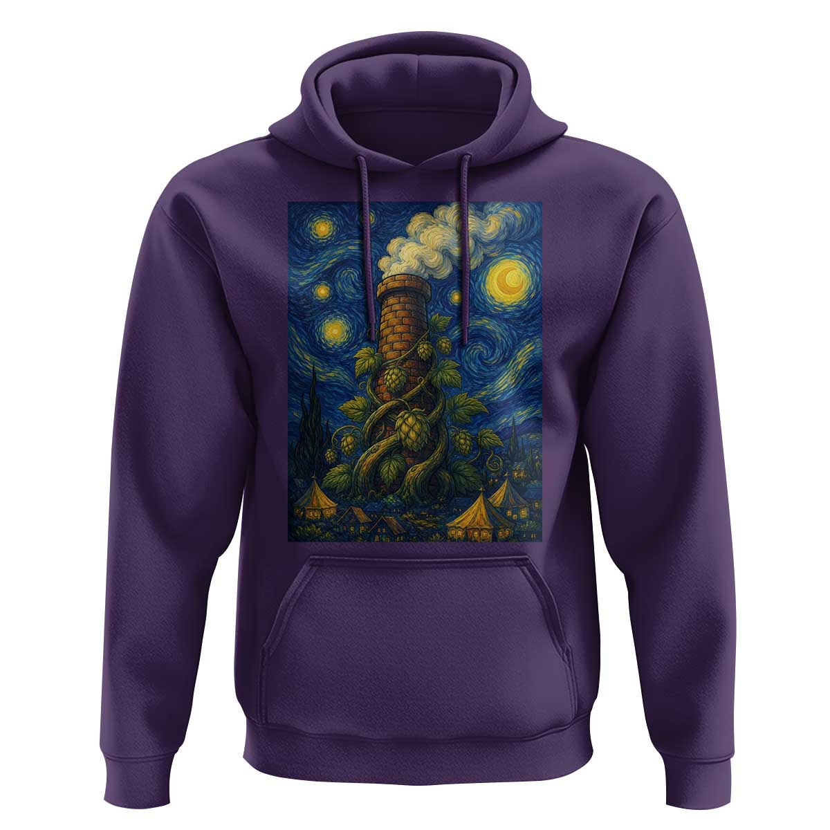 Starry Night Hops Brewery Hoodie Vintage Hops Beer Lover Painterly