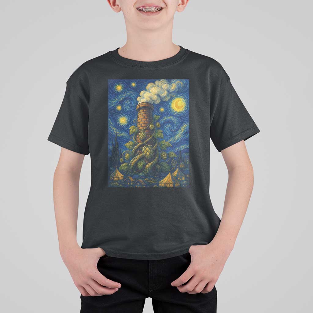 Starry Night Hops Brewery T Shirt For Kid Vintage Hops Beer Lover Painterly