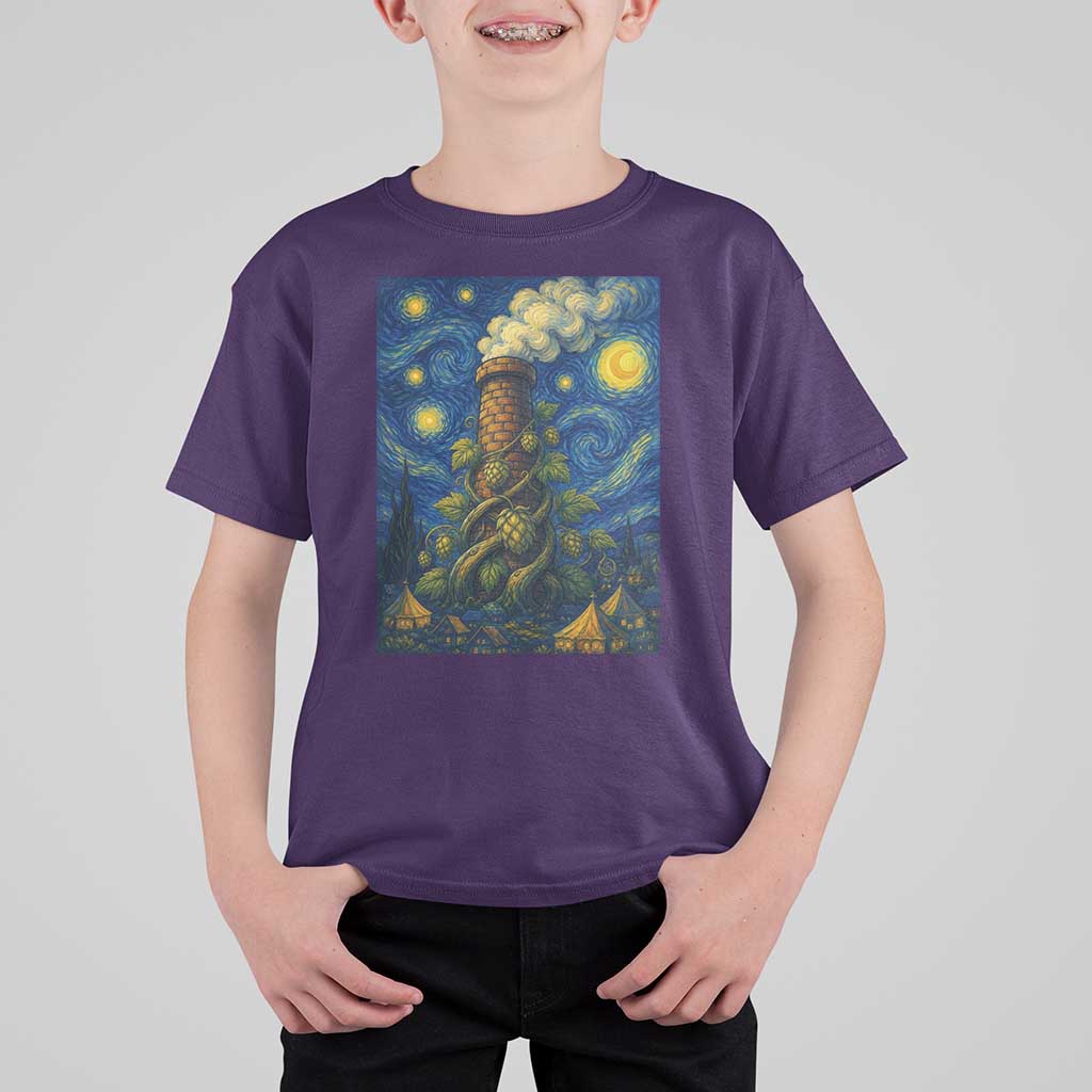 Starry Night Hops Brewery T Shirt For Kid Vintage Hops Beer Lover Painterly