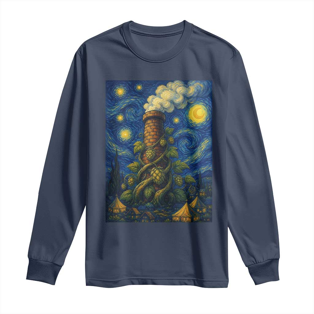 Starry Night Hops Brewery Long Sleeve Shirt Vintage Hops Beer Lover Painterly