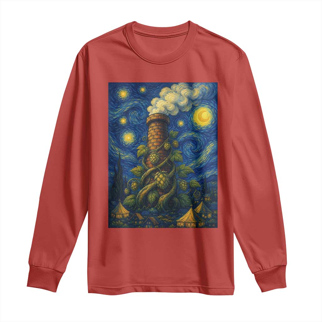Starry Night Hops Brewery Long Sleeve Shirt Vintage Hops Beer Lover Painterly