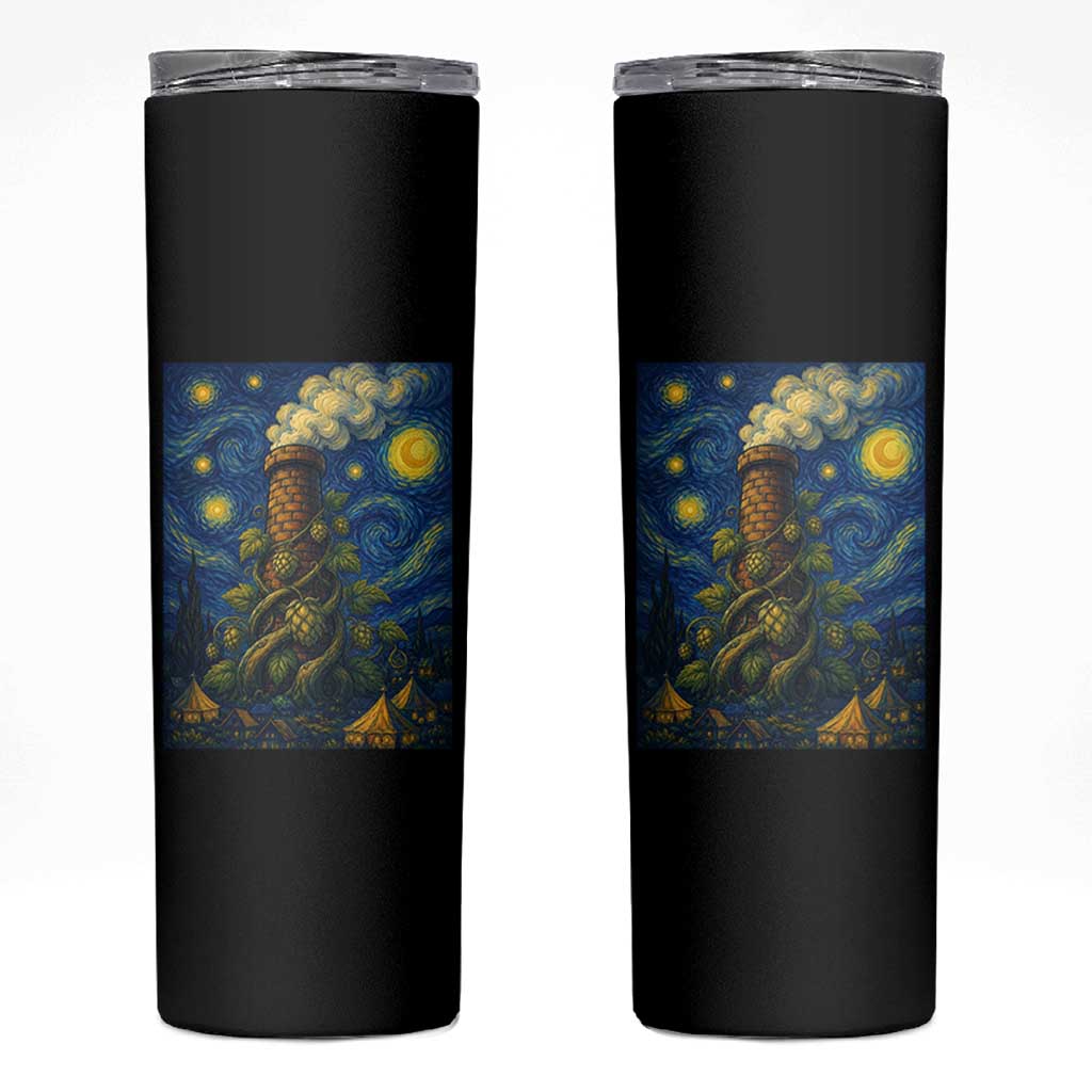 Starry Night Hops Brewery Skinny Tumbler Vintage Hops Beer Lover Painterly