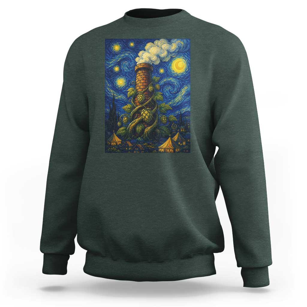 Starry Night Hops Brewery Sweatshirt Vintage Hops Beer Lover Painterly