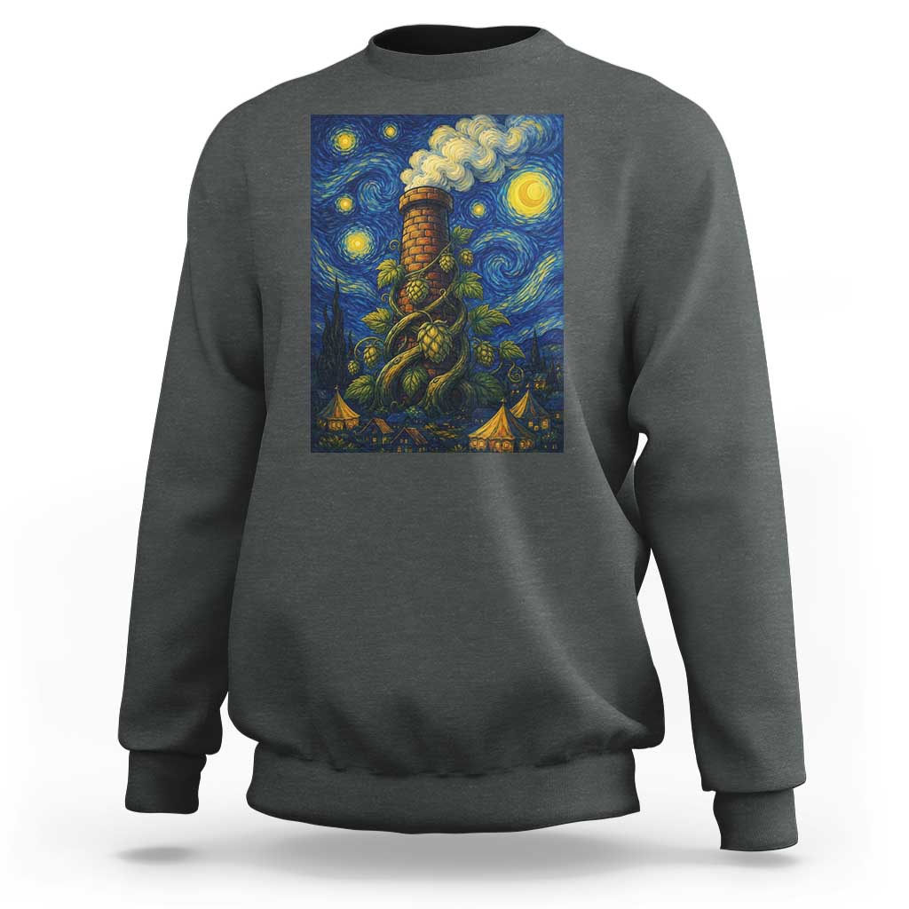 Starry Night Hops Brewery Sweatshirt Vintage Hops Beer Lover Painterly