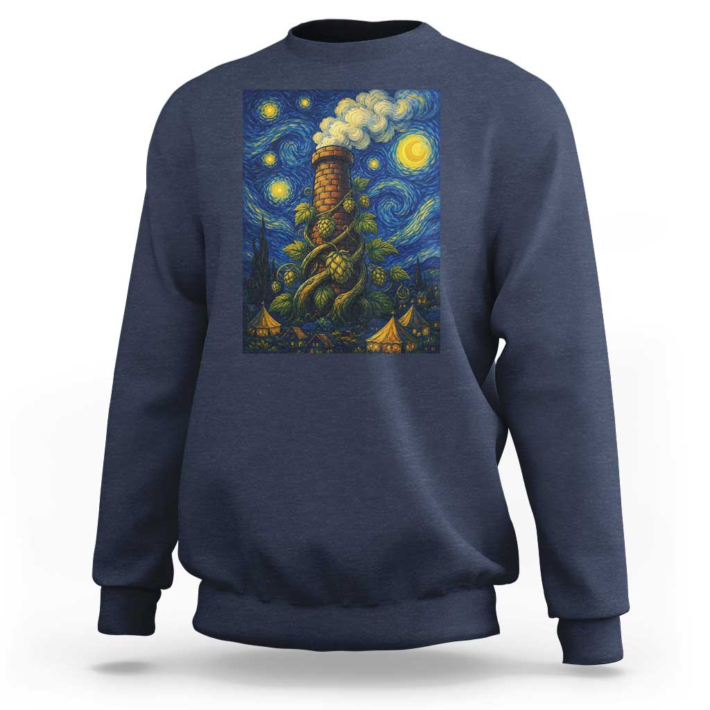 Starry Night Hops Brewery Sweatshirt Vintage Hops Beer Lover Painterly