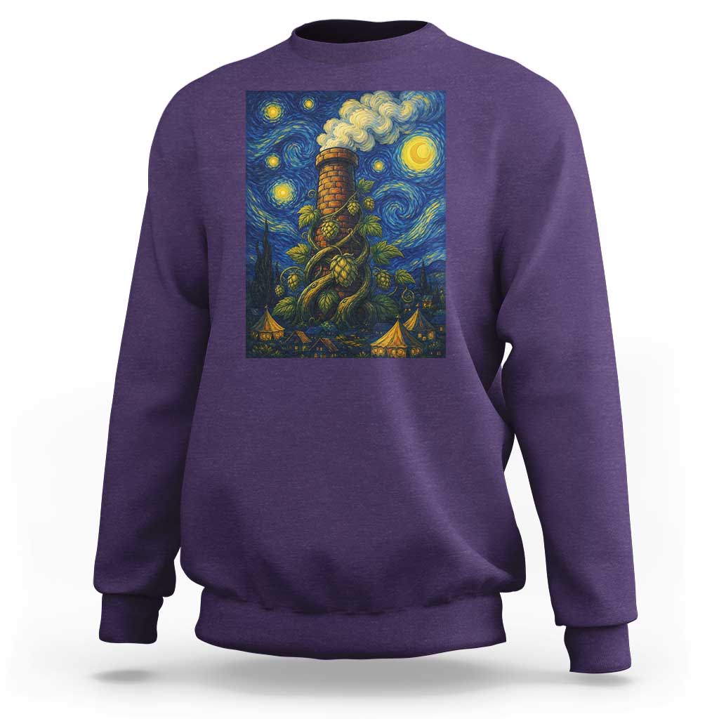 Starry Night Hops Brewery Sweatshirt Vintage Hops Beer Lover Painterly