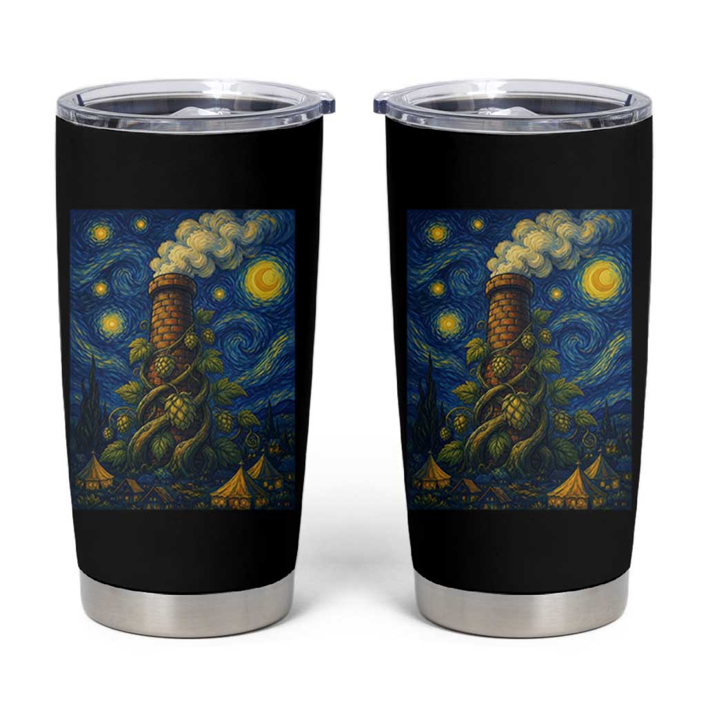 Starry Night Hops Brewery Tumbler Cup Vintage Hops Beer Lover Painterly
