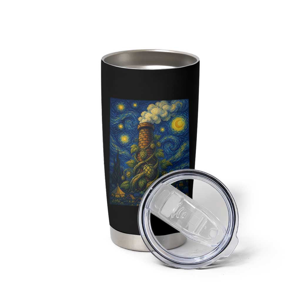 Starry Night Hops Brewery Tumbler Cup Vintage Hops Beer Lover Painterly