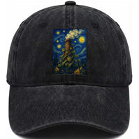 Starry Night Hops Brewery Washed Cotton Baseball Cap Vintage Hops Beer Lover Painterly