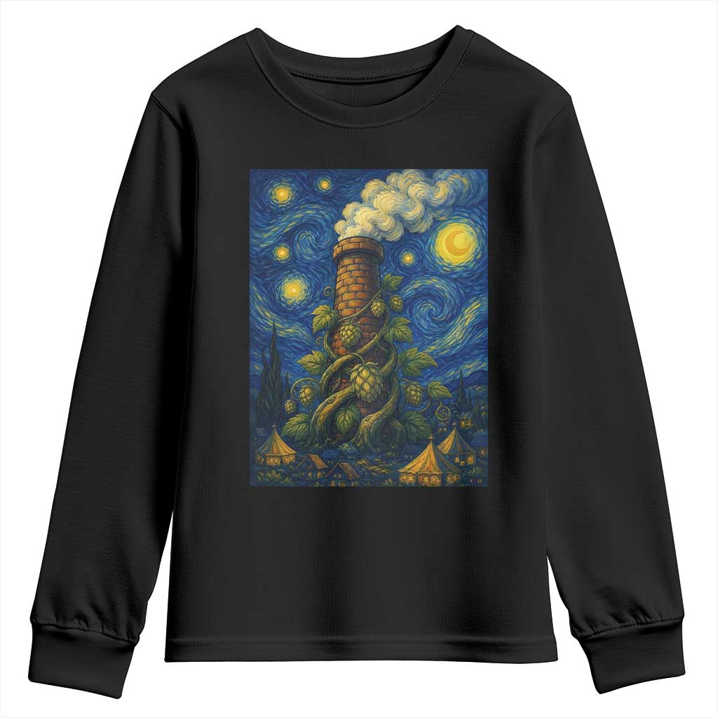 Starry Night Hops Brewery Youth Sweatshirt Vintage Hops Beer Lover Painterly